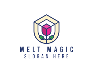 Mosaic Flower Shield logo design