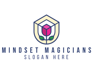 Mosaic Flower Shield logo design