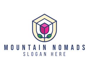 Mosaic Flower Shield logo design