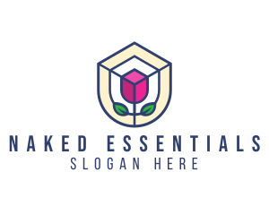 Mosaic Flower Shield logo design