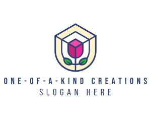 Mosaic Flower Shield logo design