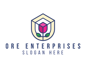 Mosaic Flower Shield logo design