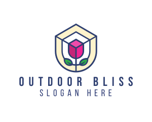 Mosaic Flower Shield logo design