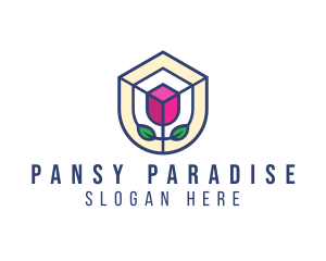 Mosaic Flower Shield logo design