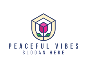 Mosaic Flower Shield logo design