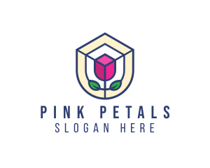 Mosaic Flower Shield logo design