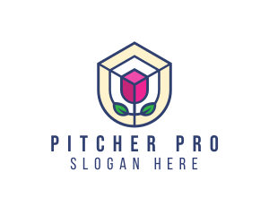 Mosaic Flower Shield logo design