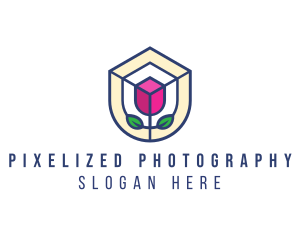 Mosaic Flower Shield logo design