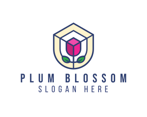 Mosaic Flower Shield logo design