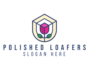 Mosaic Flower Shield logo design