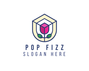 Mosaic Flower Shield logo design