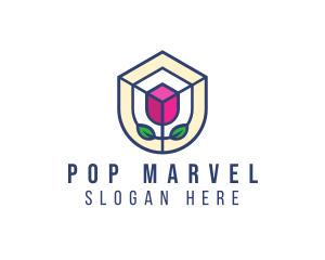 Mosaic Flower Shield logo design