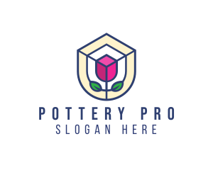 Mosaic Flower Shield logo design