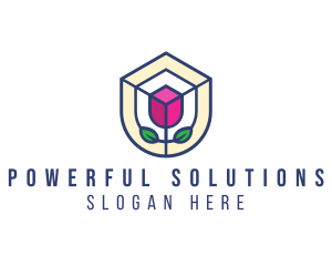 Mosaic Flower Shield logo design