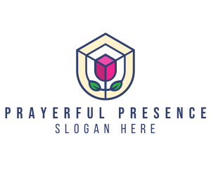 Mosaic Flower Shield logo design