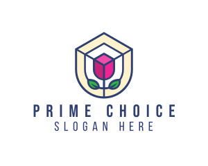 Mosaic Flower Shield logo design