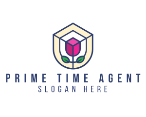 Mosaic Flower Shield logo design