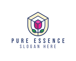 Mosaic Flower Shield logo design