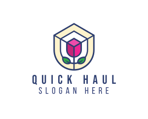 Mosaic Flower Shield logo design