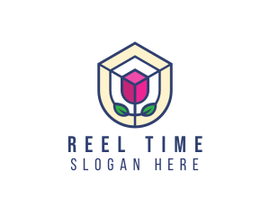 Mosaic Flower Shield logo design