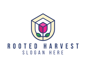 Mosaic Flower Shield logo design