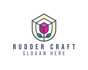 Mosaic Flower Shield logo design