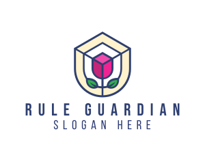 Mosaic Flower Shield logo design