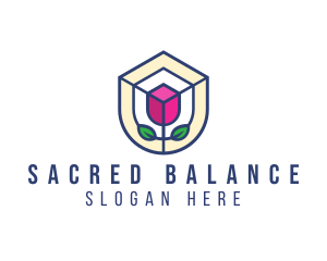 Mosaic Flower Shield logo design