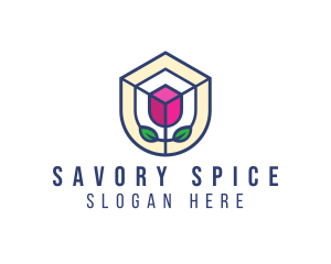 Mosaic Flower Shield logo design