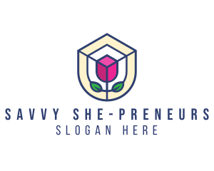 Mosaic Flower Shield logo design