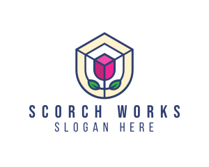 Mosaic Flower Shield logo design