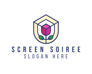 Mosaic Flower Shield logo design