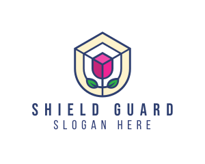 Mosaic Flower Shield logo design