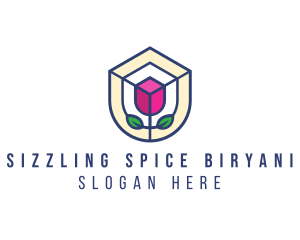 Mosaic Flower Shield logo design