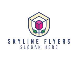 Mosaic Flower Shield logo design