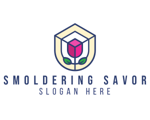 Mosaic Flower Shield logo design