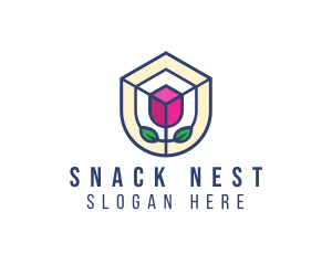 Mosaic Flower Shield logo design