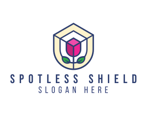 Mosaic Flower Shield logo design