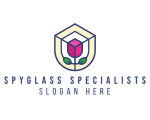 Mosaic Flower Shield logo design