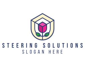 Mosaic Flower Shield logo design