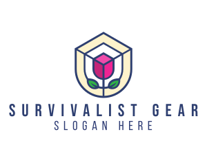 Mosaic Flower Shield logo design