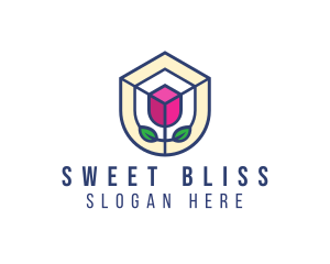 Mosaic Flower Shield logo design