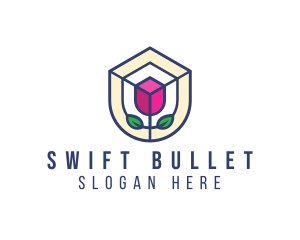 Mosaic Flower Shield logo design