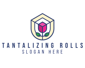 Mosaic Flower Shield logo design