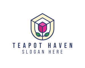 Mosaic Flower Shield logo design