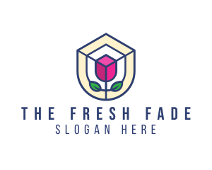 Mosaic Flower Shield logo design