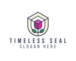 Mosaic Flower Shield logo design