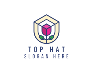 Mosaic Flower Shield logo design