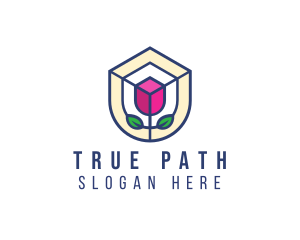 Mosaic Flower Shield logo design