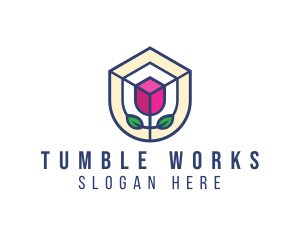 Mosaic Flower Shield logo design